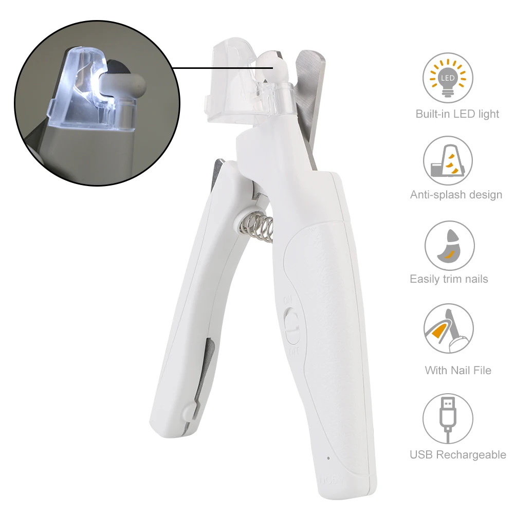 

Dogs Cats Claw Nail Clippers Professional Stainless Steel With LED Light Pets Supplies Pet Nail Trimmer Trapper
