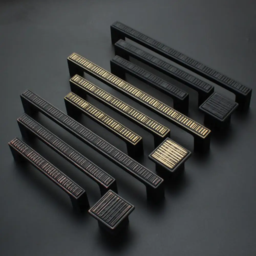 Американская черная ручка гардероб кухонный шкаф дверная ретро бронзовая