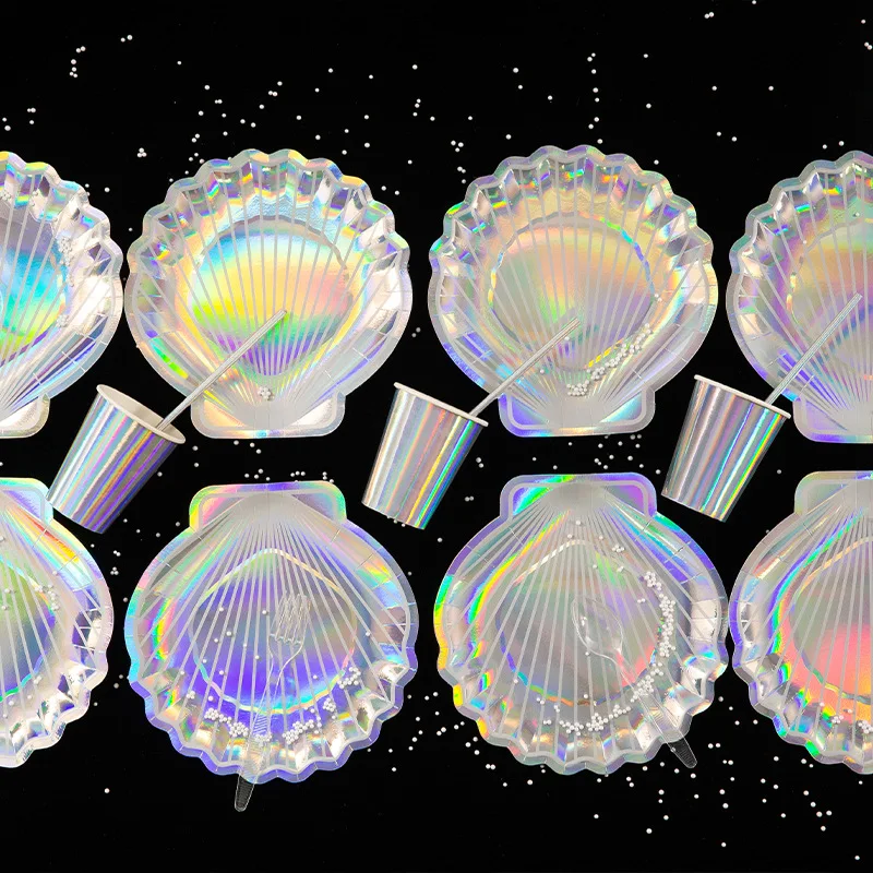 Красочная Лазерная оболочка Одноразовая бумажная тарелка Приморский стиль