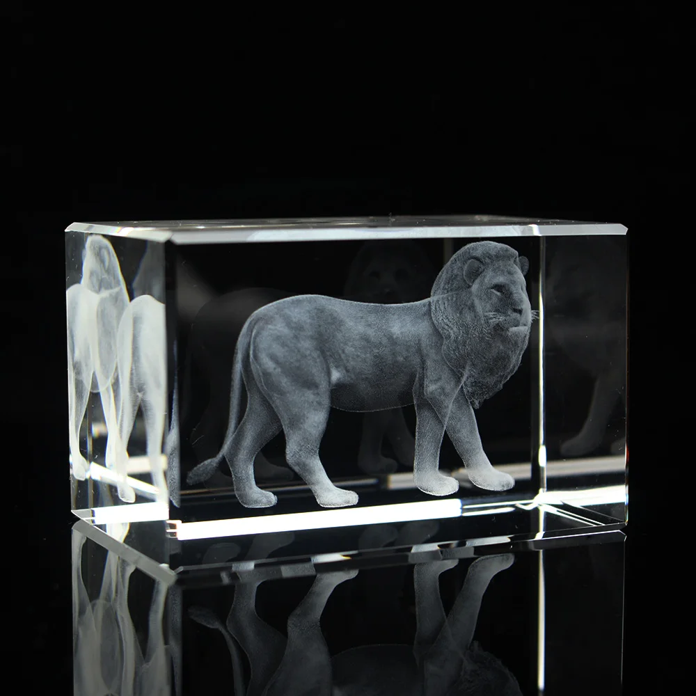 Креативные подарки на день рождения 3D лазерная гравировка Лев кристалл фэншуй