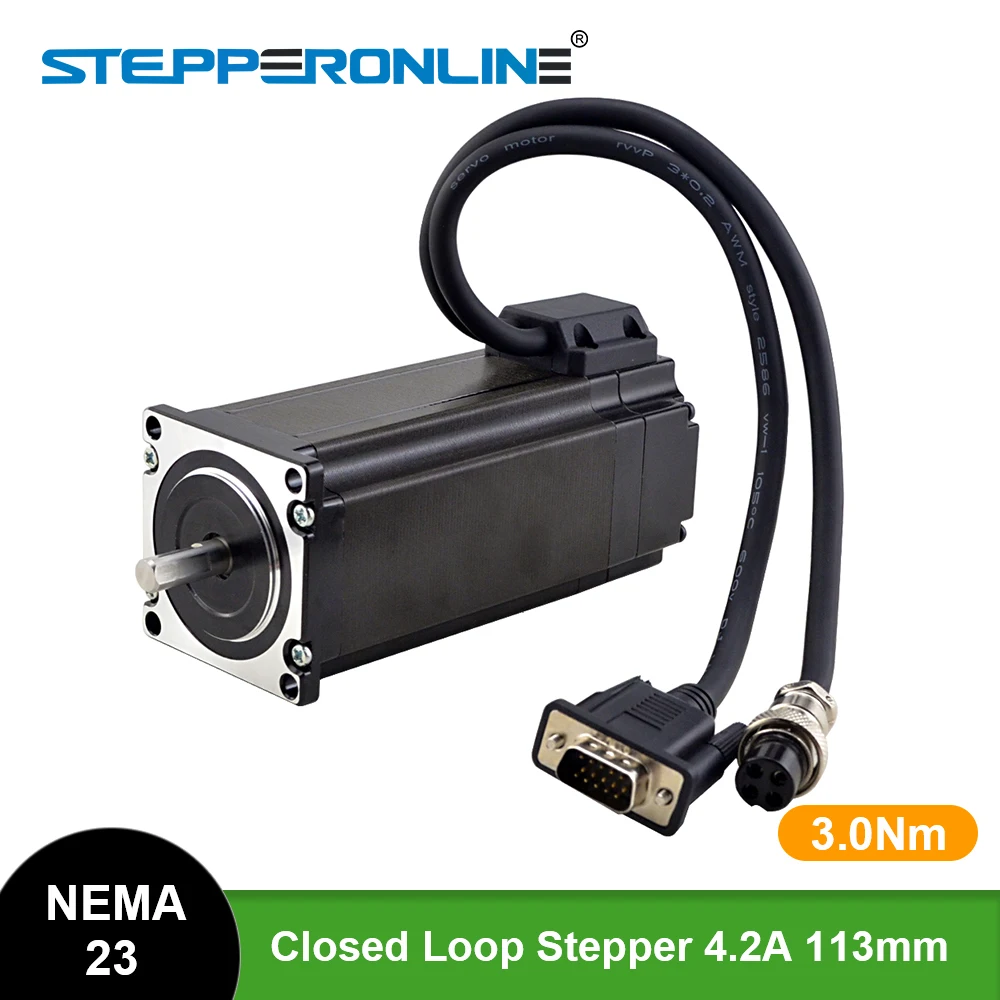 

NEW STEPPERONLINE Nema 23 Closed Loop Stepper Motor 3Nm 57X113mm Nema23 425oz.in Servo Motor Encoder 1000CPR