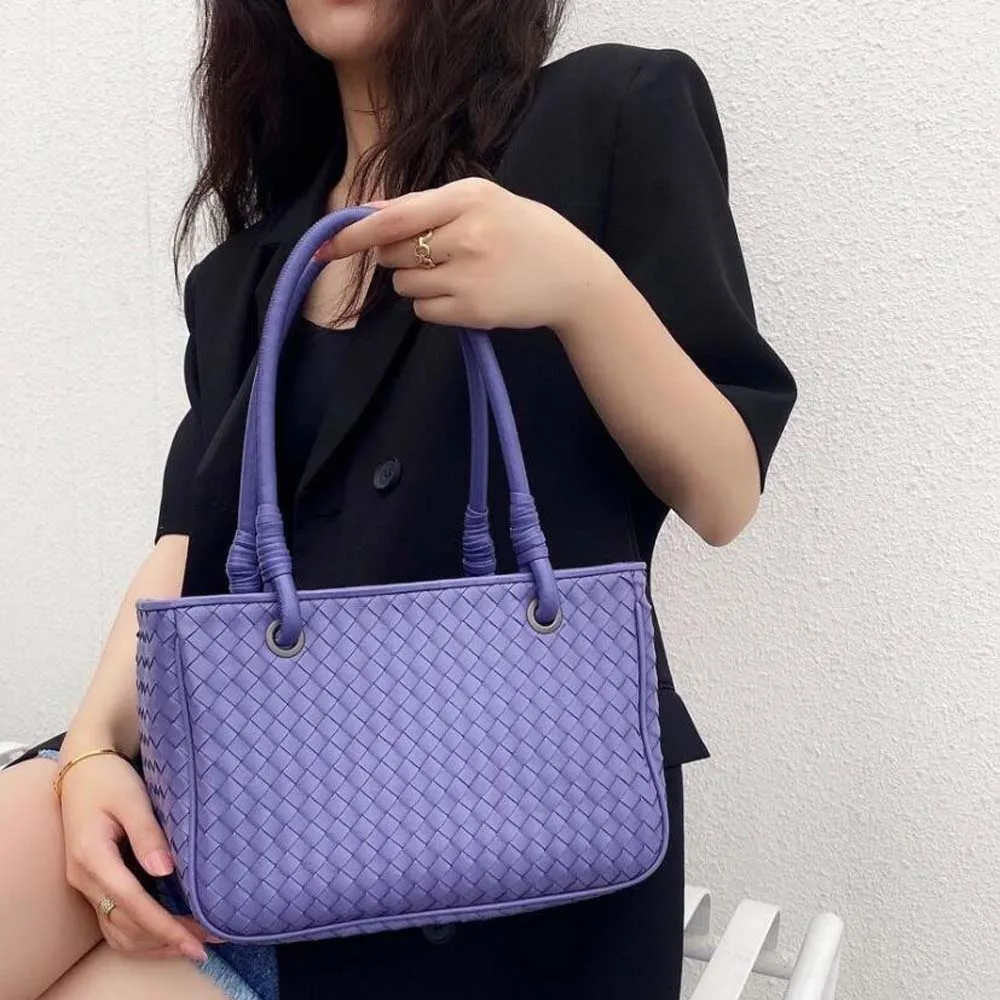 

Women Weave Handbag Fashion Designer Genuine Leather Basket Shopping Bag Sheepskin Big Capacity Crossboday Shoulder Bag