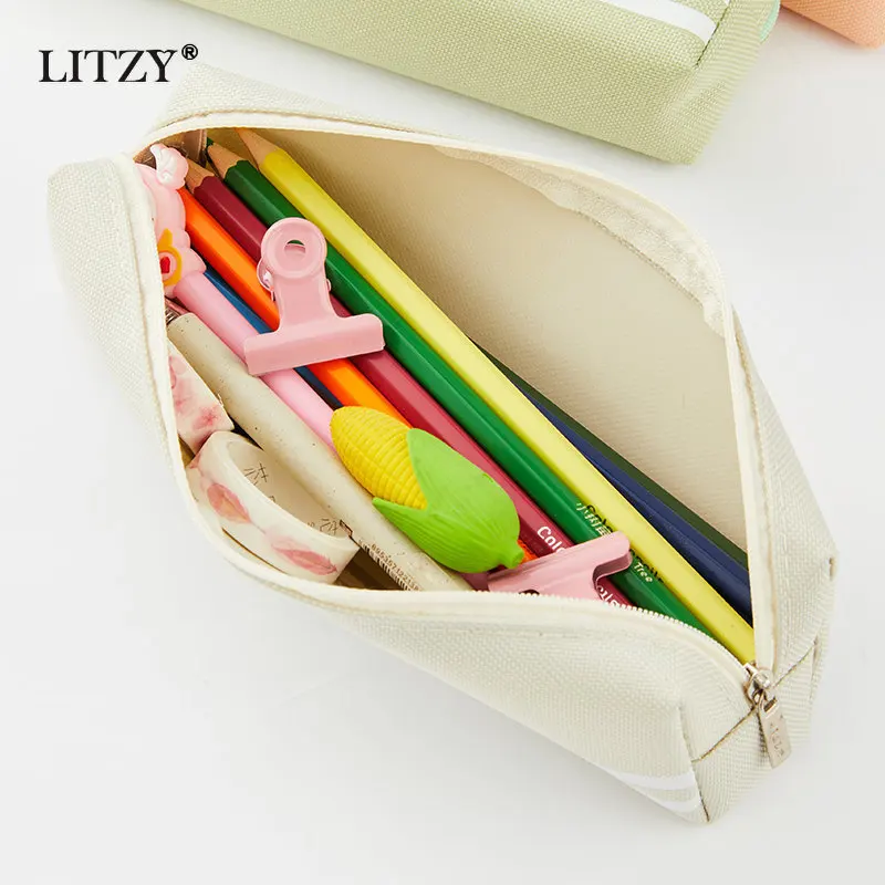 Красочный чехол для карандашей на молнии креативные корейские холщовые чехлы