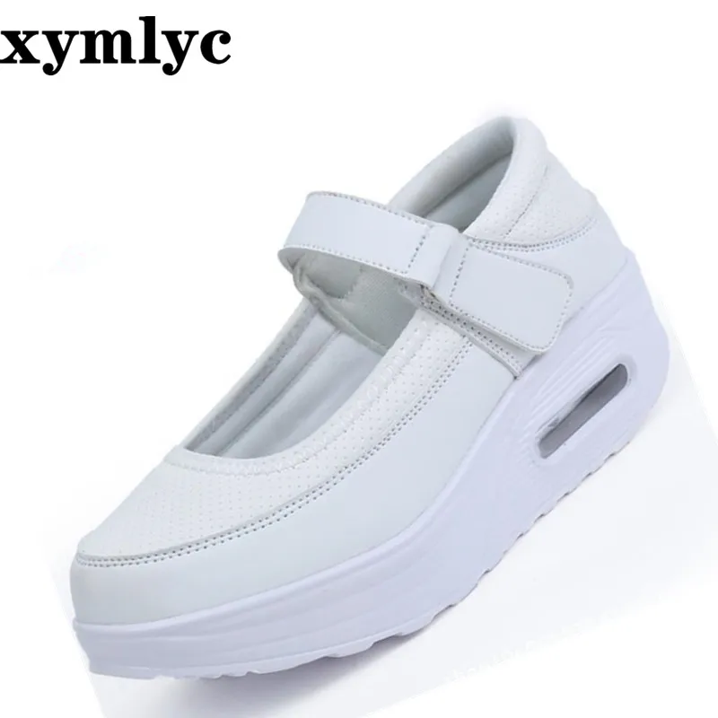 Женские сетчатые кроссовки с круглым носком белые дышащие повседневные