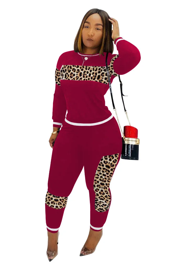 Горячая Распродажа леопардовые Лоскутные женские штаны с длинным рукавом и