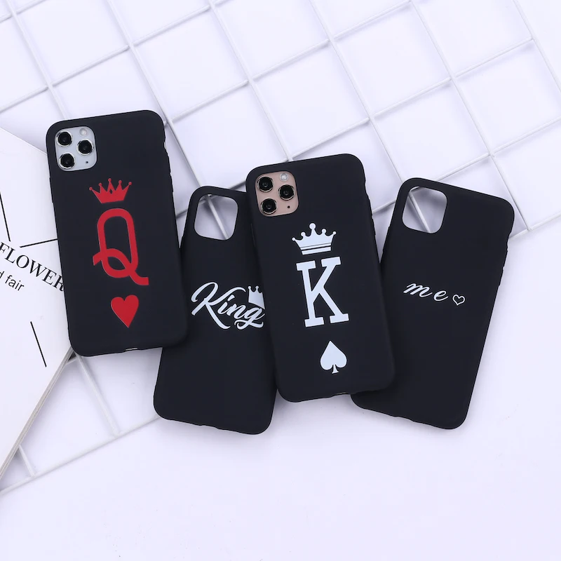 

King Queen Classy Poker Lover Phone Cover For iPhone 11 12 13 Pro Max X XS XR Max 7 8 7Plus 8Plus SE Soft Silicone Candy Case