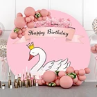 Laeacco Лебедь Корона детский день рождения Круглый Круг фоны для фотографии розовые цветы индивидуальный Постер фото фоны
