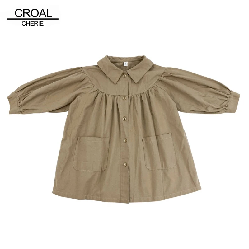 

CROAL CHERIE Autumn Spring Kids Long Jacket For Girls Khaki Outerwear Windbreaker Trench Coats Baby Children Clothing