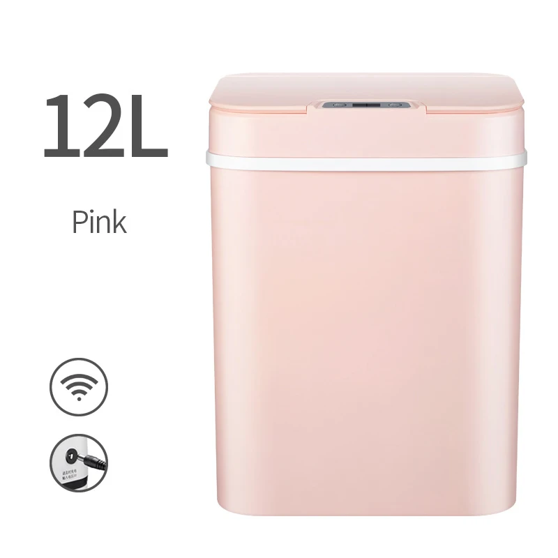 Pink 12L Прямоугольная индукция автоматический датчик держатель для мусорного мешка 12л мусорное ведро автомобиля свалки баки для компоста мини Trashcan чистящие средства - Цвет: Pink 12L