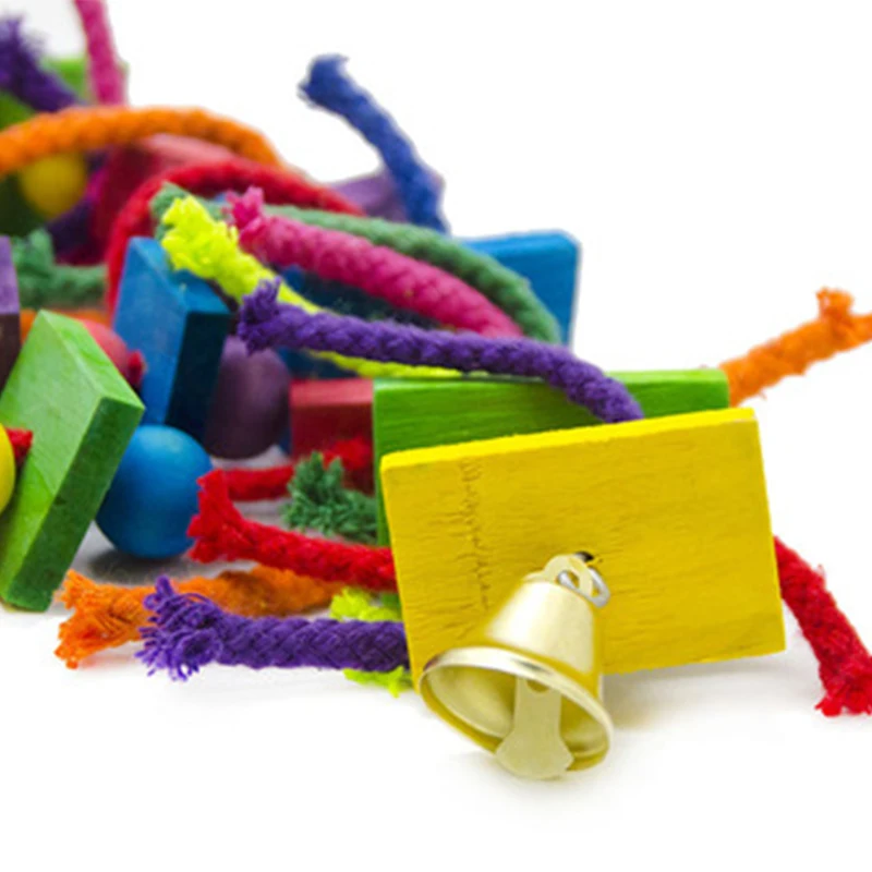 

1Pcs Colorful Parrot Parakeet Wood Rope Toy Wooden Ladder Cage Swing Stand Pet Budgie Bird Chew Toys