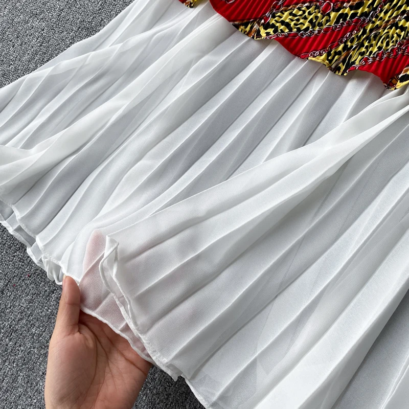 Женские дизайнерские комбинированное платье с принтом для девочек в Корейском