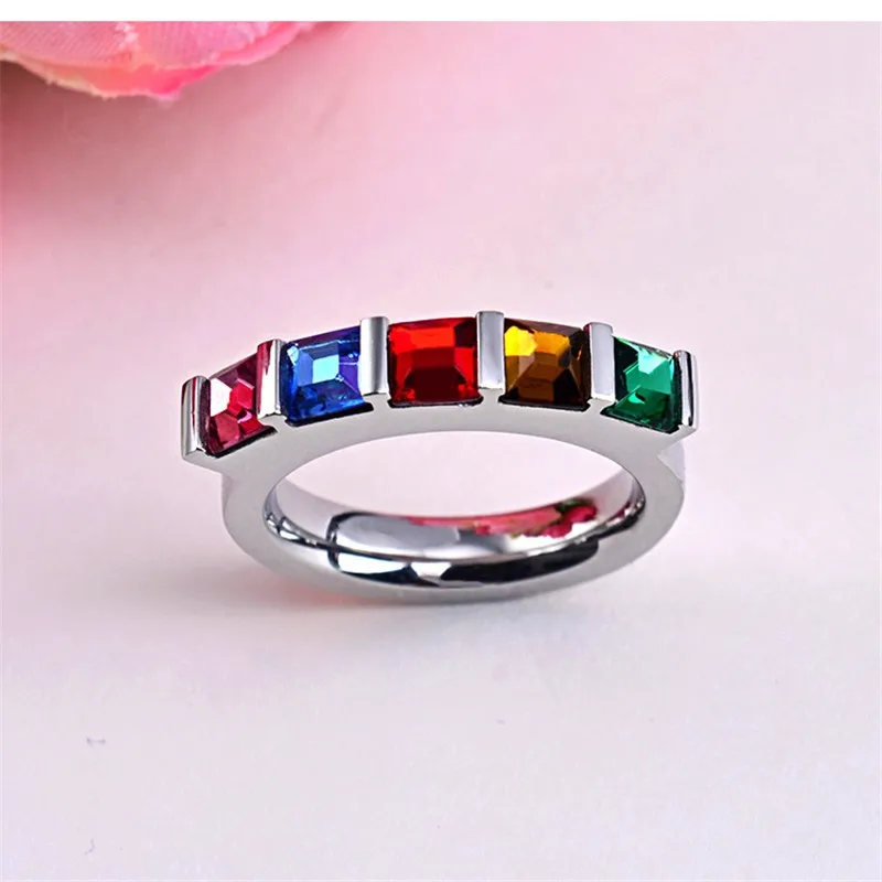 2020 Радужное кристаллическое ЛГБТ-кольцо красочное кольцо для реальной любви