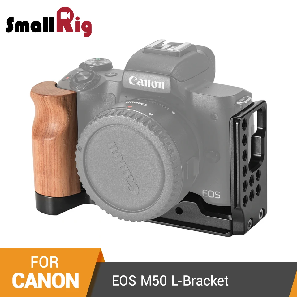 SmallRig L Пластина для Canon EOS M50 L образная Монтажная пластина Quick Release L Кронштейн пластина с деревянной ручкой-2387