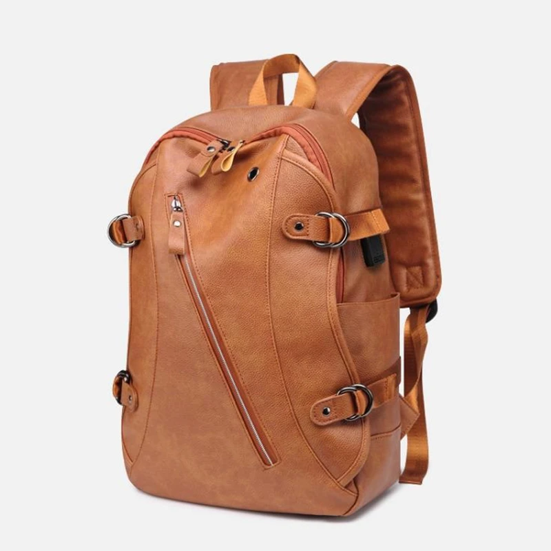 Мужской рюкзак Jonlily винтажный школьный с USB-портом для зарядки из искусственной