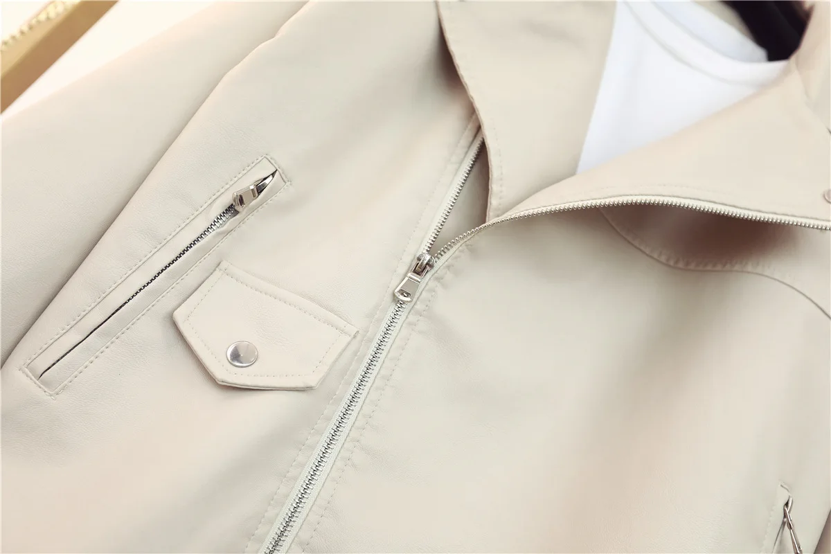 ZQLZ Faux Leather Jacket Women Autumn Spring Pink Streetwear Pu Coat Female Loose Biker Motorcycle Black Leather Coats Femme