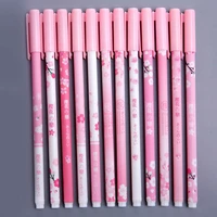 6pcs 0 38mm pink cherry blossoms random gel pen signature pen black ink school office supply promotional gift student stationery