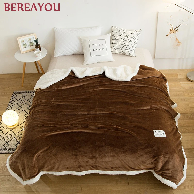 Одеяла из кораллового флиса зимнее плюшевое однотонное утолщенное одеяло