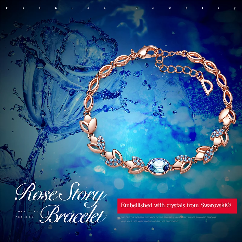 Cdyle браслеты из розового золота, украшенные кристаллами Swarovski, браслеты для женщин, модные ювелирные изделия, элегантные браслеты с подвесками