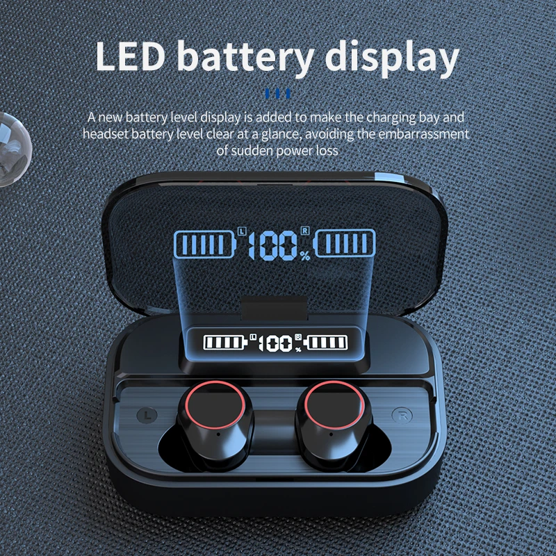 TWS Bluetooth Earphones 5.0 9D Stereo Wireless Headphones Waterproof Sport With 2000mAh Power Bank HIFI Sound Earbuds Headset |