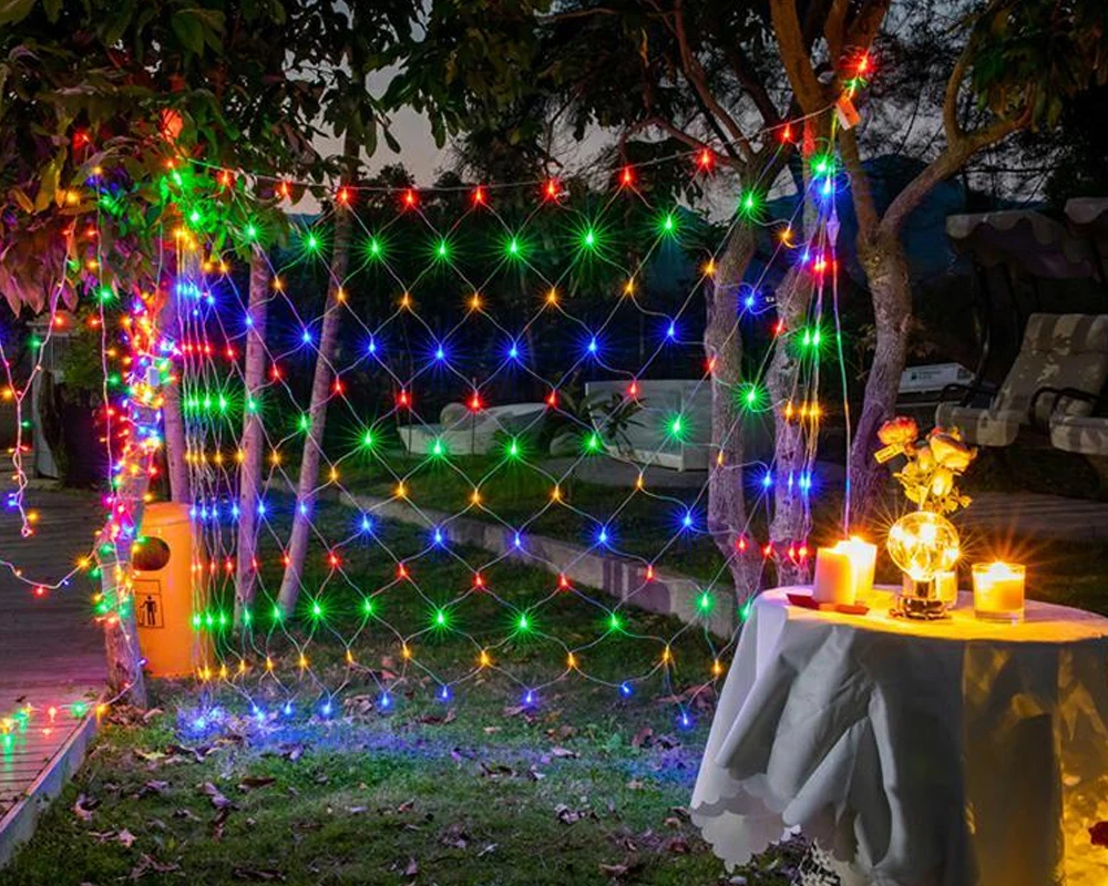 

LED Net Curtain Mesh Fairy String Light Christmas EU 220V Party Wedding New Year Garland Outdoor Garden Decoration