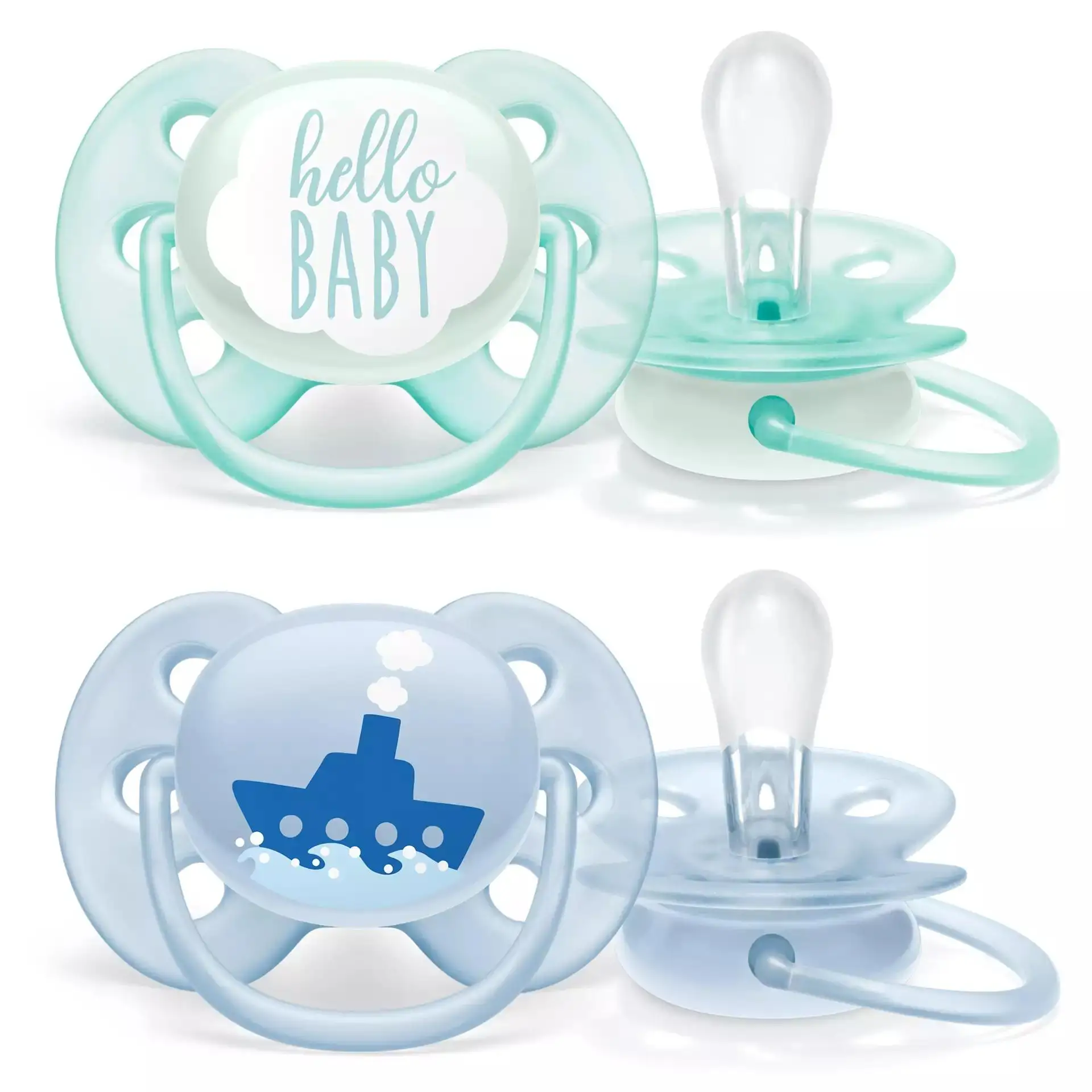 Philips Avent pacifier ultra soft for baby boy 0-6 month 2 PCs as a set with storage case and sterilization scf222/01 |