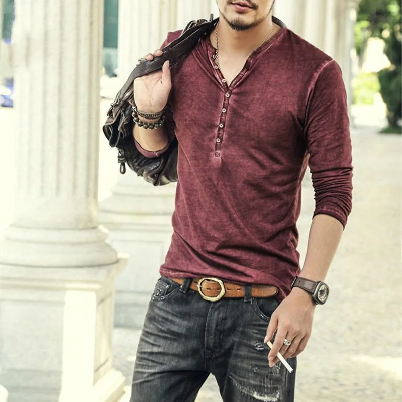 Мужская футболка из чистого хлопка весна-осень 2018 новая мужская с длинным