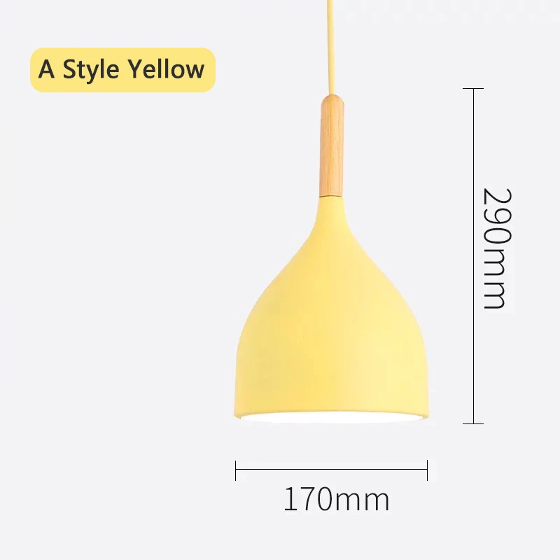 A Style yellow Подвесной светильник в скандинавском стиле, современный светодиодный подвесной светильник E27, подвесной светильник для кухни, гостиной, бара, ресторана, спальни, подвесной светильник, абажур - Цвет корпуса: A Style yellow