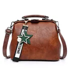 Женская кожаная сумка, 2019 новая женская мода, масло, воск, кожаная пряжка, ретро-докторская сумка, разнообразные цвета, модный дизайн, дикий, практичный, звездный кулон, сумка через плечо, сумка через плечо