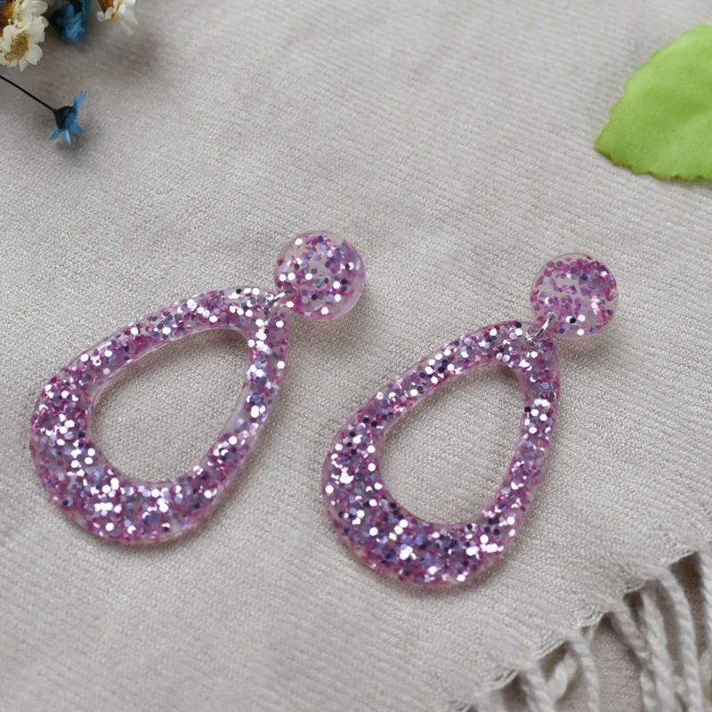 

Women's Earrings Fashion Jewelry Femme Acrylic Color Sequin Earrings for Women Pink Drop Shape Earrings Party Earrings
