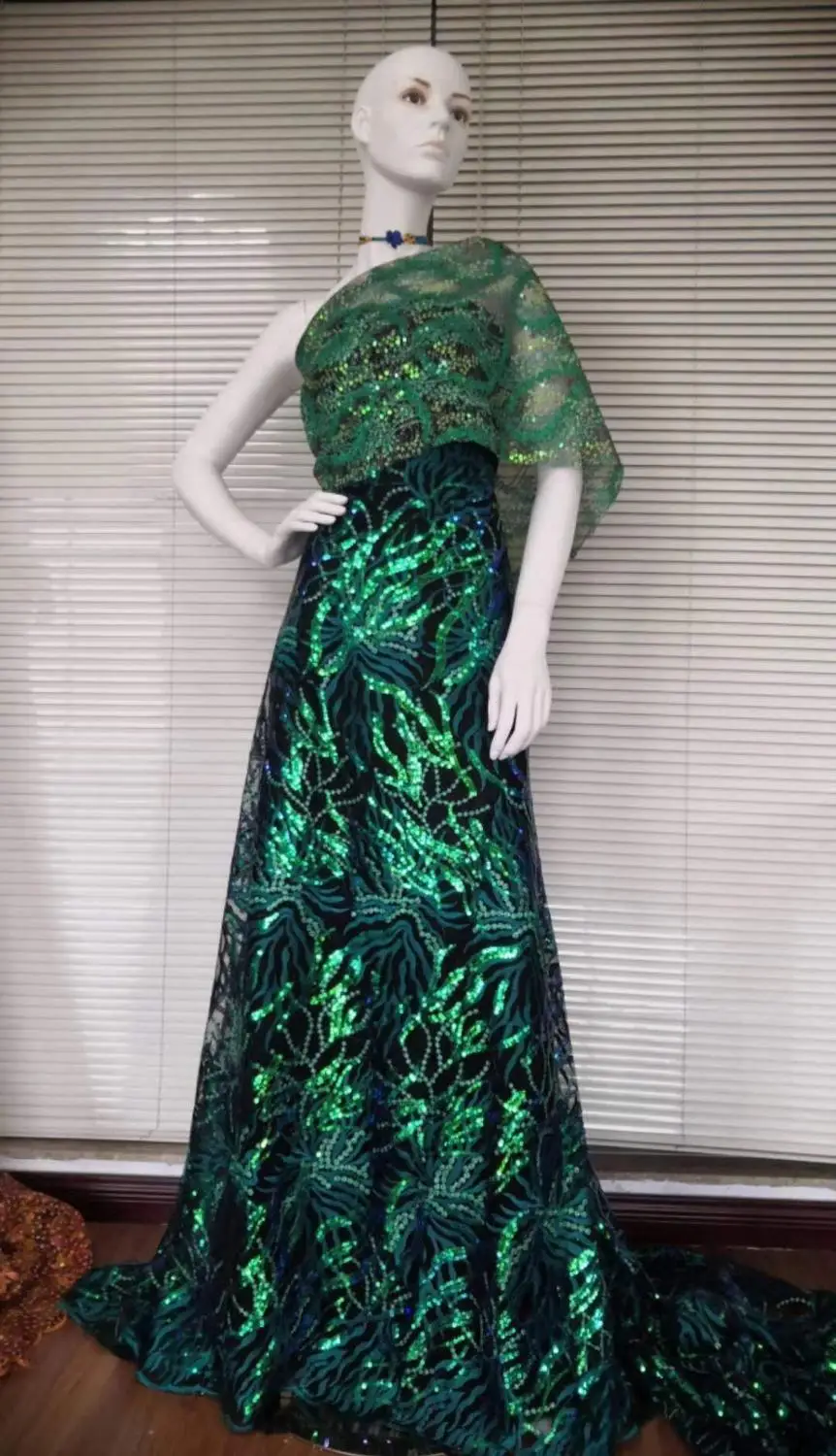 Новое поступление африканская органза вуаль кружевная ткань с блестками 2020