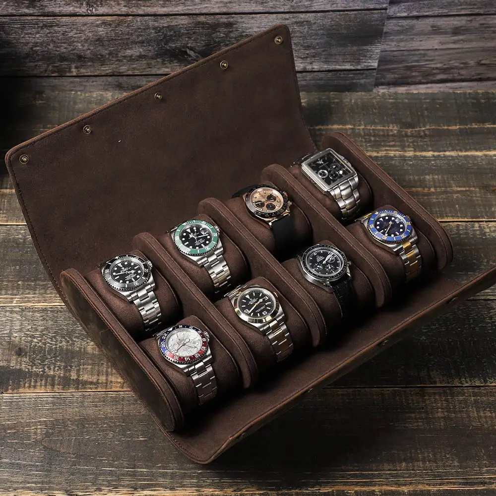 Storage Box Luxury Genuine Leather Watch Box Organizer Watches  Display Case Gifts  8 Seats Jewelry Collection Present Cabinet