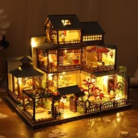 newest diy wooden dollhouse japanese architecture doll houses mininatures with furniture toys for children friend birthday gift