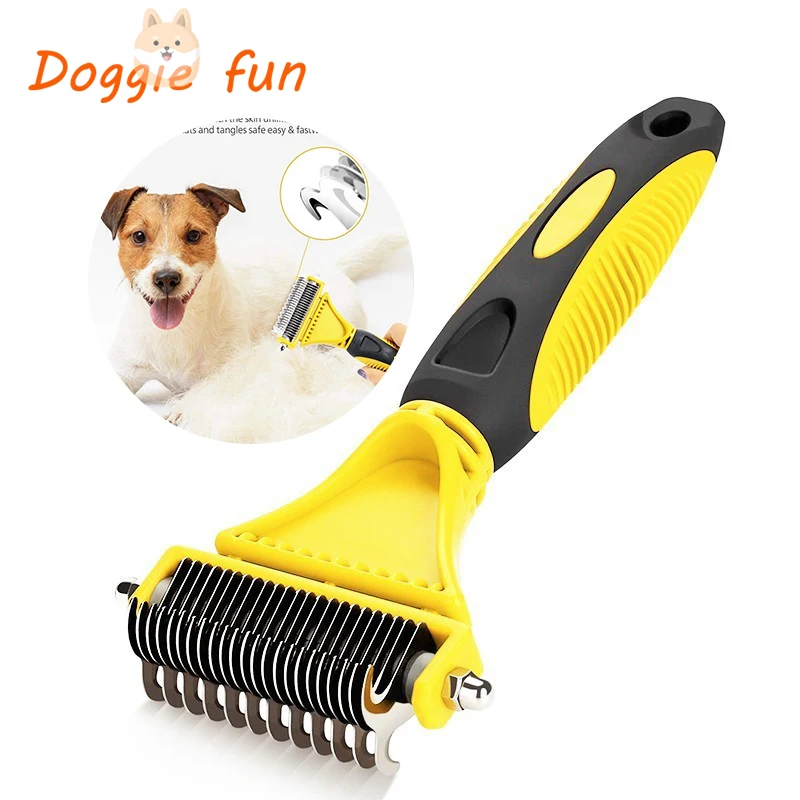 

Safe Dog Dematting Comb Pet Hair Brush Grooming 2 Side Professional Undercoat Rake For Samll Dogs Chihuahua French Bulldog Husky