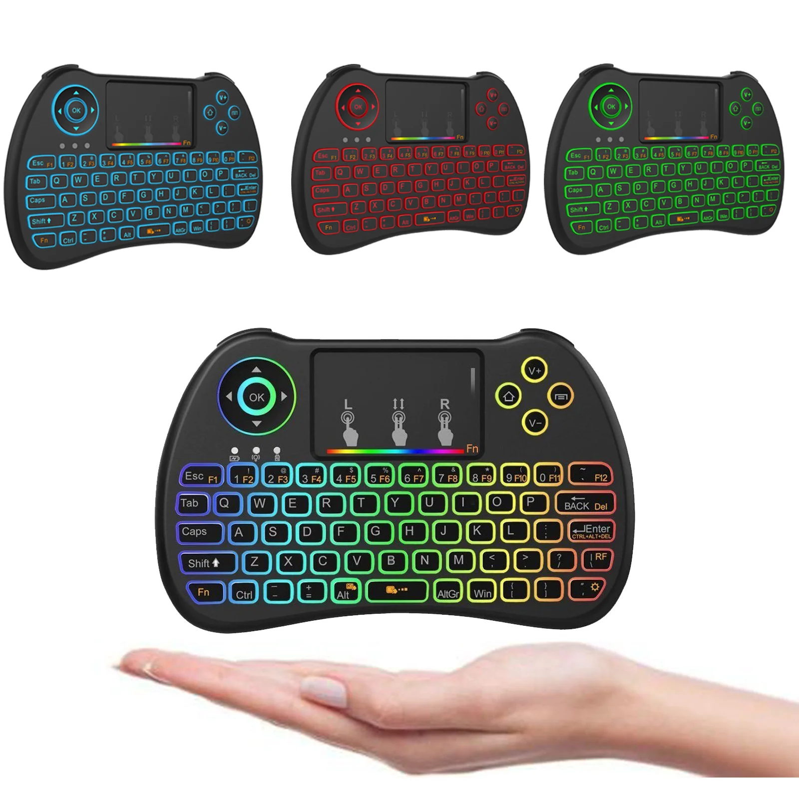 H9 Colorful Backlight Wireless Keyboard 2.4G USB Receiver Remote For Android TV Box | Электроника