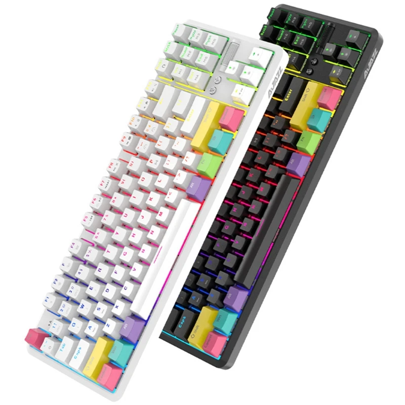 

Проводная/Беспроводная Механическая Bluetooth клавиатура, 87 клавиш, для Ajazz K870T с RGB подсветкой, кабель Type C, батарея 2000 мАч, NKRO