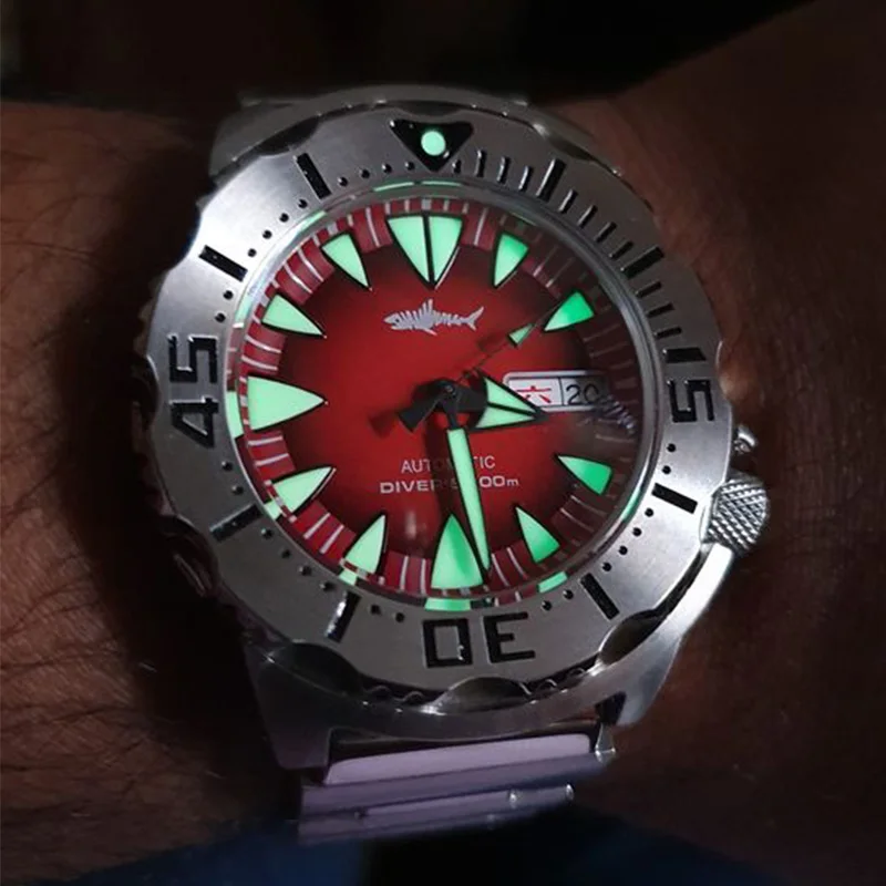Мужские часы Heimdallr Monster Diver с синим циферблатом и сапфировым стеклом из