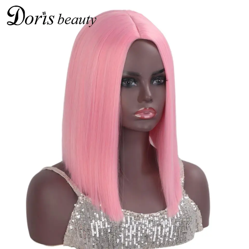 Парик Doris beauty Lolita для женщин розовые синтетические Короткие парики косплея Боб