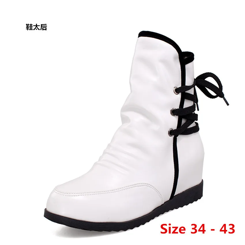 

Ботинки Martin до середины икры женские зимние ботинки на плоской подошве, увеличивающие рост женские ботинки Большие размеры 34 - 43