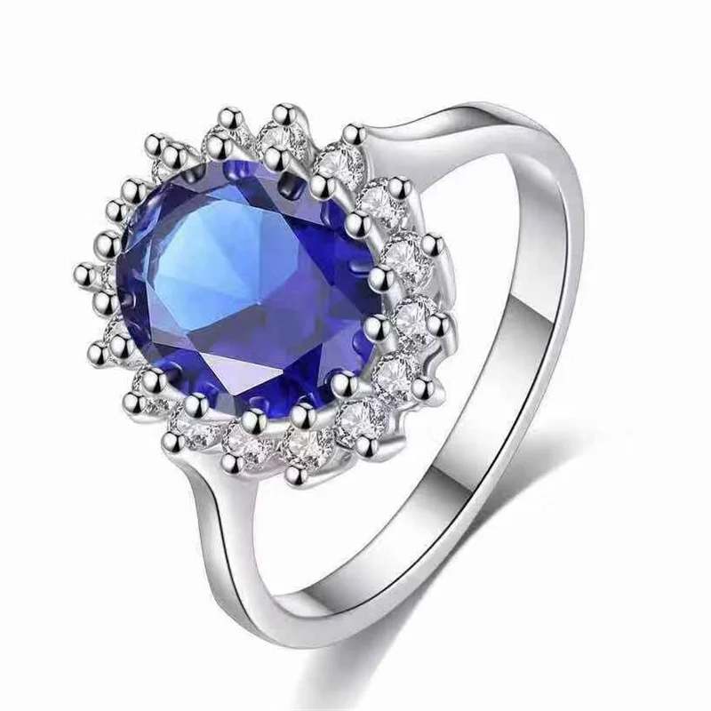 

BAOSINA Exquisite Silver Color Carved Oval Crystal Zircon Ring For Women Wedding Engagement Party Jewelry Female Accessories