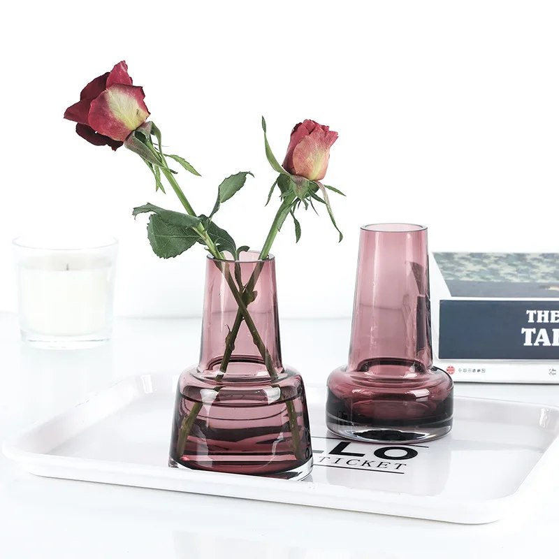 Скандинавская стеклянная ваза в форме башни с узким горлышком декоративная