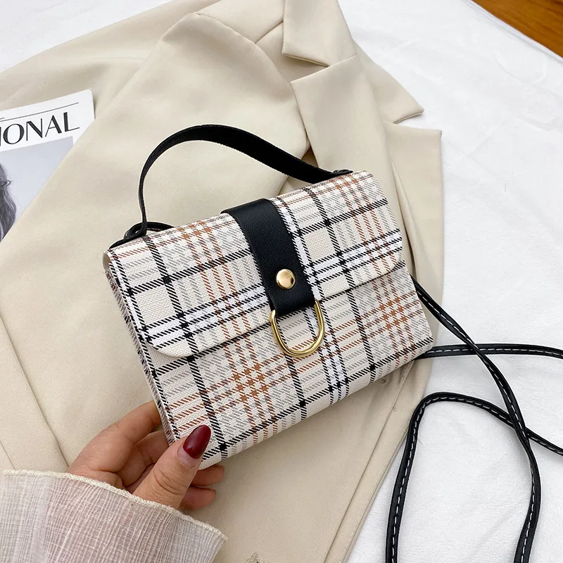 2021 Women's Small Hand Bag Printed Plaid Crossbody Shoulder Female Bag Handbag Women's Leather Shopper Bag Bolsa Fesmallna