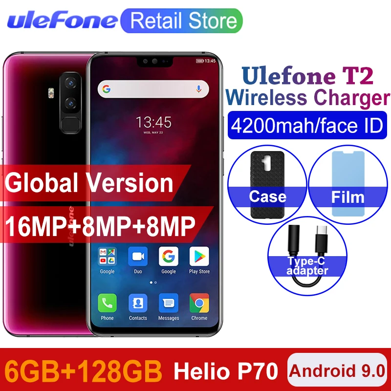 Ulefone T2 4G глобальный мобильный телефон Android 9 0 6 7 &quot19:9 Helio P70 Восьмиядерный ГБ + 128 Гб