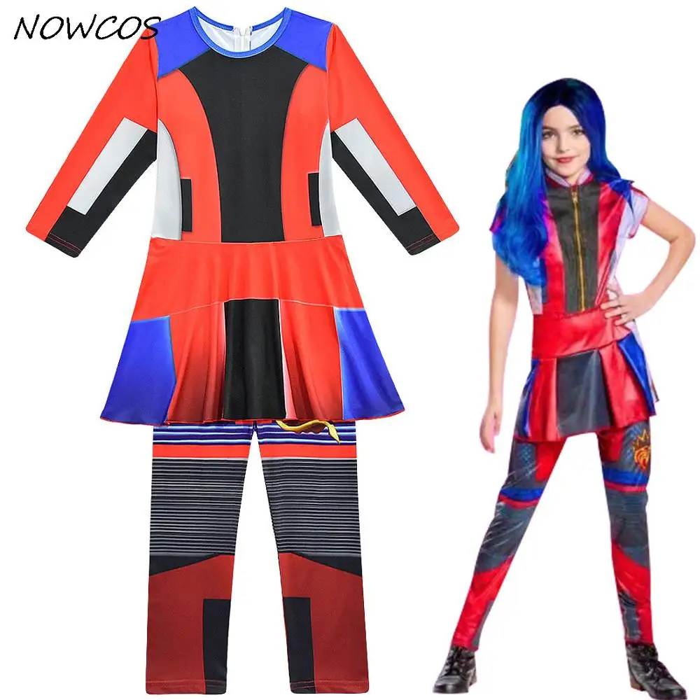 

Детские брюки для девочек, изображением героев фильма «наследники» 3 Косплэй комбинезон, комплект детской одежды для маленьких девочек, кос...