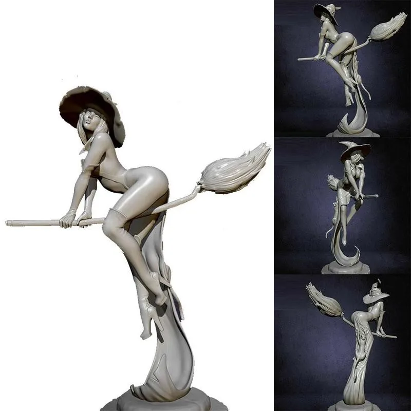 

75mm Resin Figure Model Kit Lovely Beauty Sexy Witch Woman 1PC Unassembled Unpainted H1O0