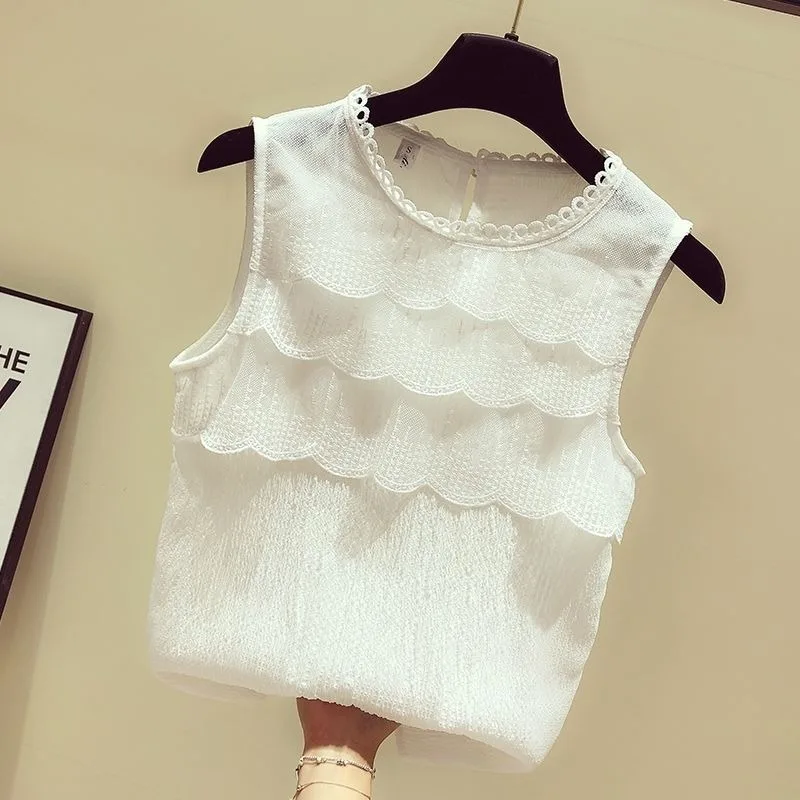 Женская шифоновая блузка с оборками универсальная однотонная кружевная без