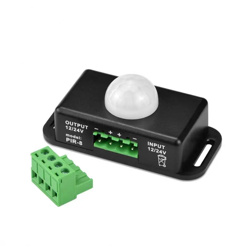

1PCS DC 12V 24V 8A Automatic Adjust PIR Motion Sensor Switch IR Infrared Detector Light Switch Module For LED Strip Light Lamp