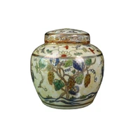 chinese old porcelain chenghua gold paintedmulti child and multi fu pattern lar storage lid jar