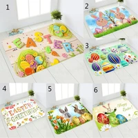 coloful greeting easter floor mat cartoon rabbit cute bunny easter eggs happy easters day party decor for home