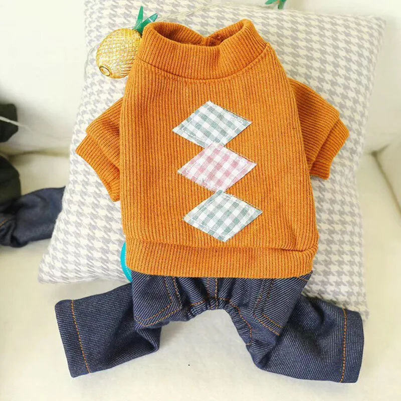 Милый комбинезон для маленькой собаки Униформа свитер со щенком повседневный