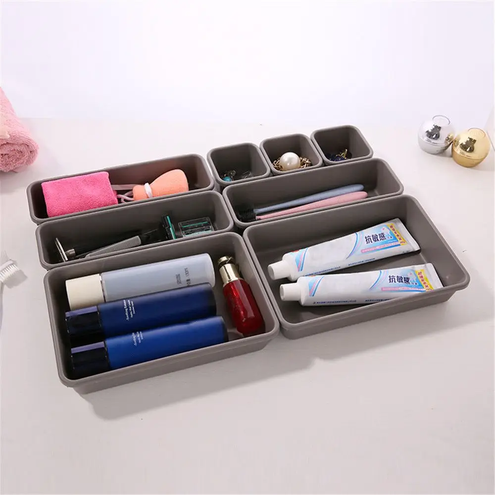 

8pcs/set Adjustable Drawer Organizer Box Trays Make Up Cosmetics Sundries Divider Holder Kitchen Bathroom Closet Jewellery Box